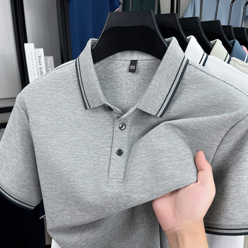 T-shirt d'été en coton mercerisé respirant à revers