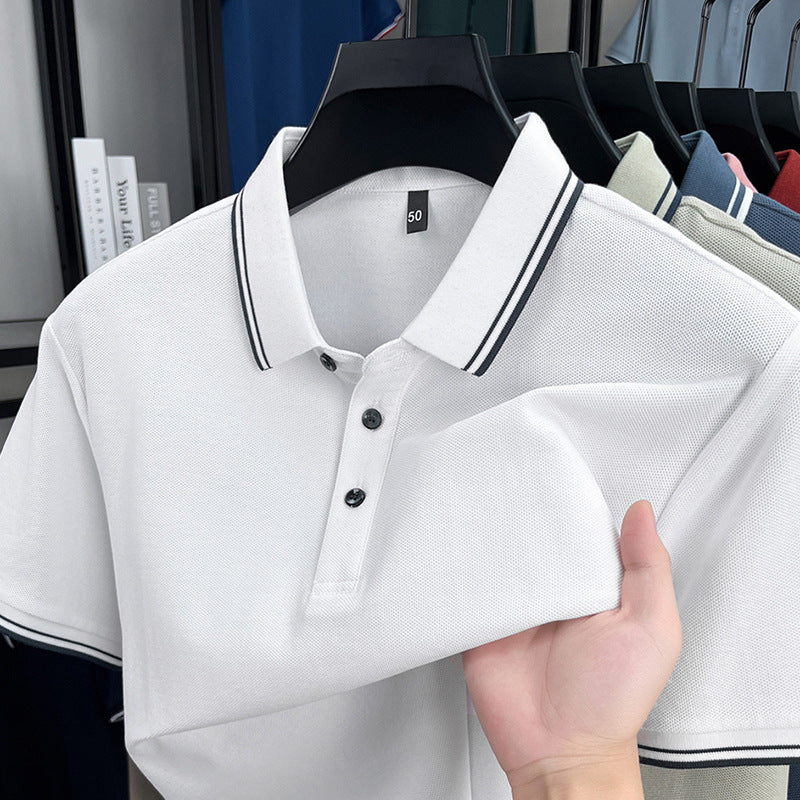 T-shirt d'été en coton mercerisé respirant à revers