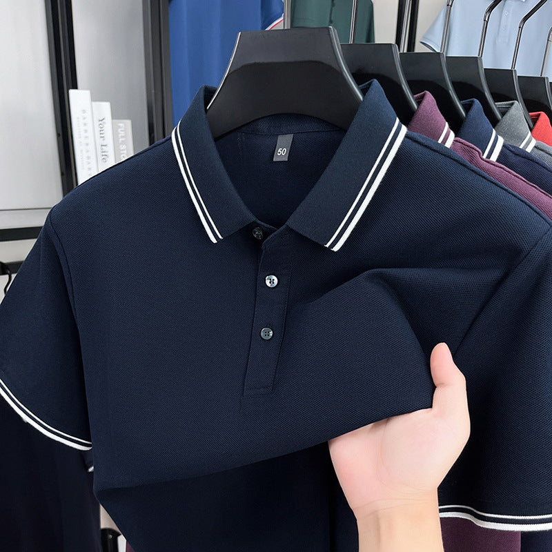 T-shirt d'été en coton mercerisé respirant à revers