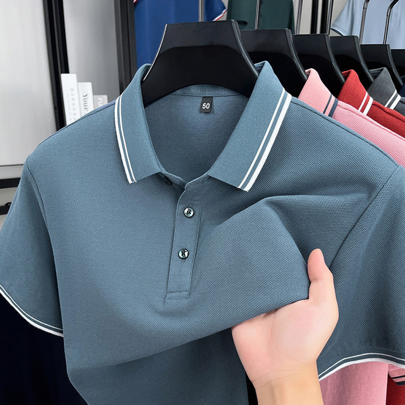 T-shirt d'été en coton mercerisé respirant à revers