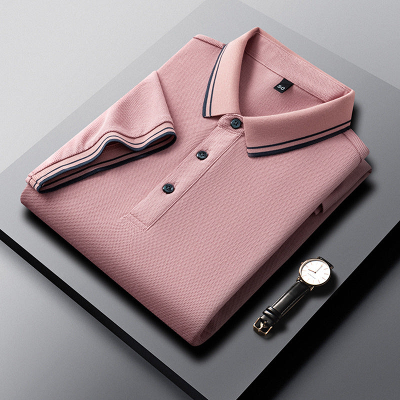 T-shirt d'été en coton mercerisé respirant à revers