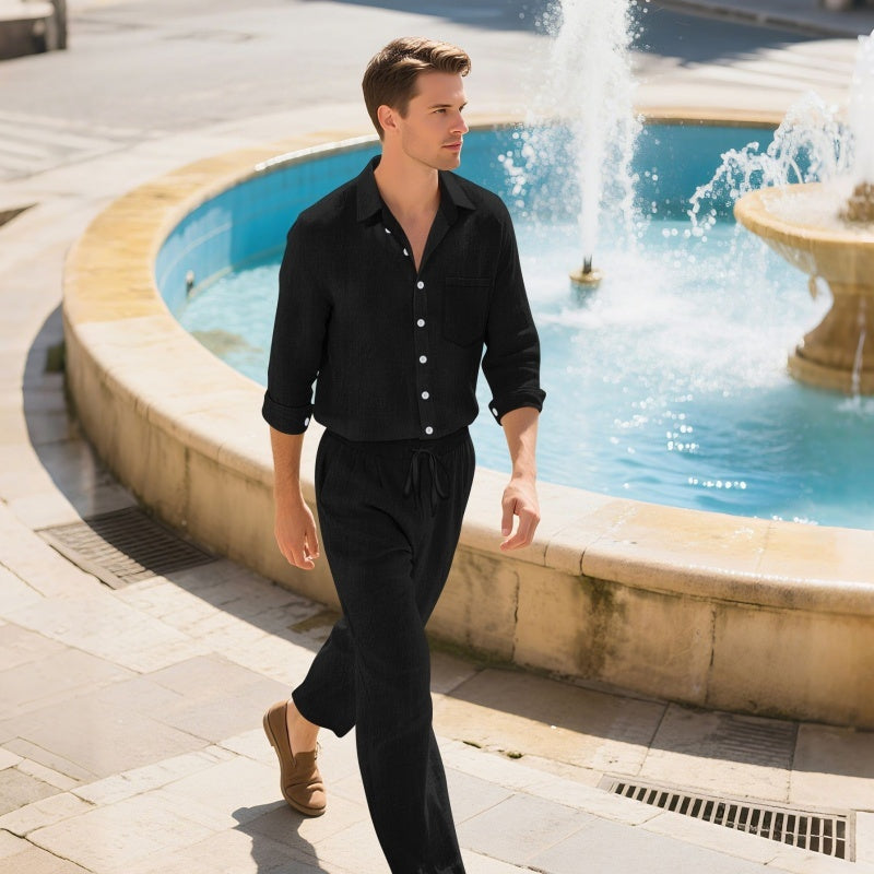 Costume décontracté en lin pour homme